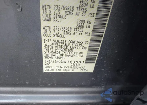 2017 Nissan Murano Sl z USA, uszkodzony, nr VIN 5N1AZ2MG9HN163883